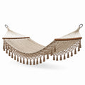 Amaca in Cotone con Nappe e Barra in Legno Marrone