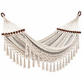 Amaca in Cotone con Macramè Decorativo 200cm Crema