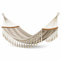 Amaca in Cotone Intrecciato con Frange Beige