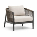 Poltrona da Giardino con Cuscini in Tessuto, Struttura in Alluminio, Beige