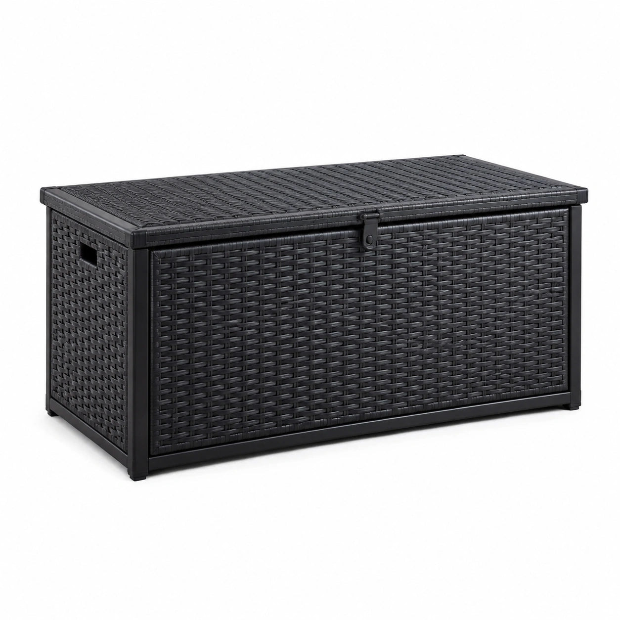 Baule da esterno in resina intrecciata nera 120x50x60 cm