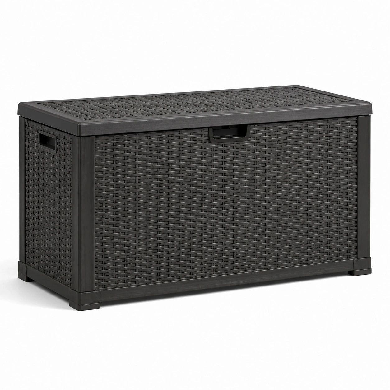Baule da giardino in resina intrecciata nero 120x60x54 cm