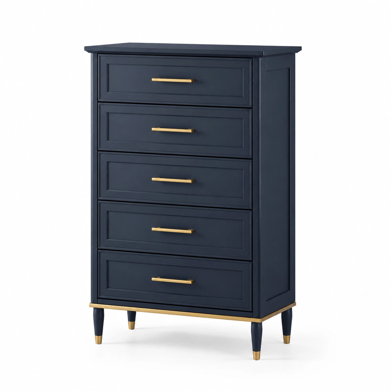 Cassettiera in Legno Blu con Dettagli Dorati