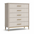 Cassettiera in legno con maniglie in metallo beige