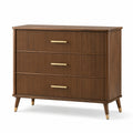 Cassettiera in legno con maniglie in ottone marrone