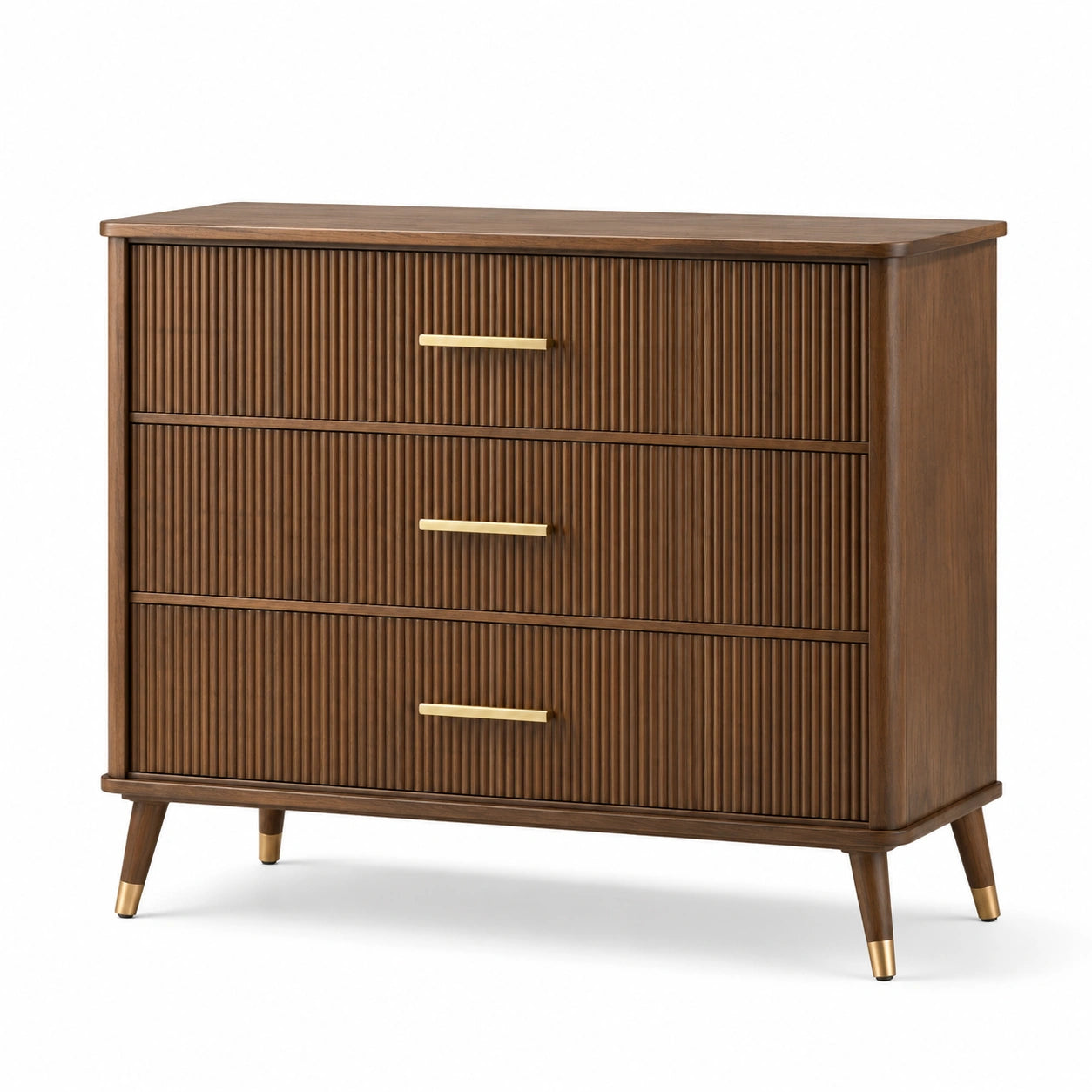 Cassettiera in legno con maniglie in ottone marrone