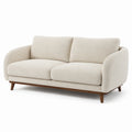 Divano 2 posti in tessuto bouclé beige con base in legno