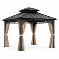Gazebo da Giardino in Metallo e Tende in Tessuto 3x3 m