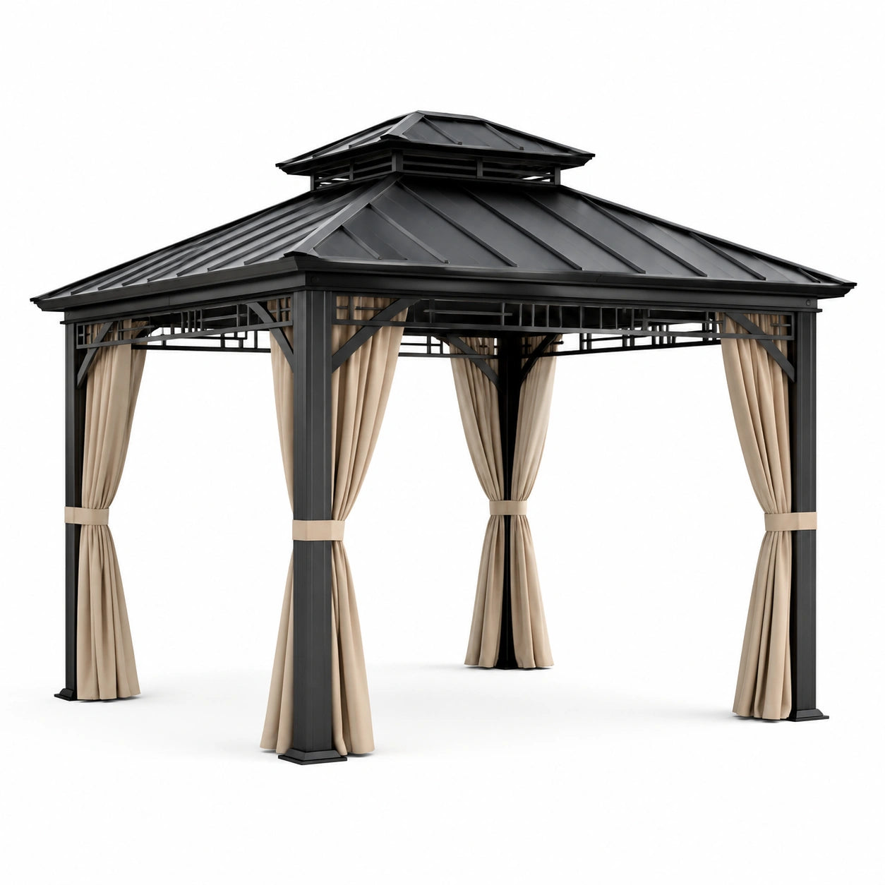 Gazebo da Giardino in Metallo e Tende in Tessuto 3x3 m