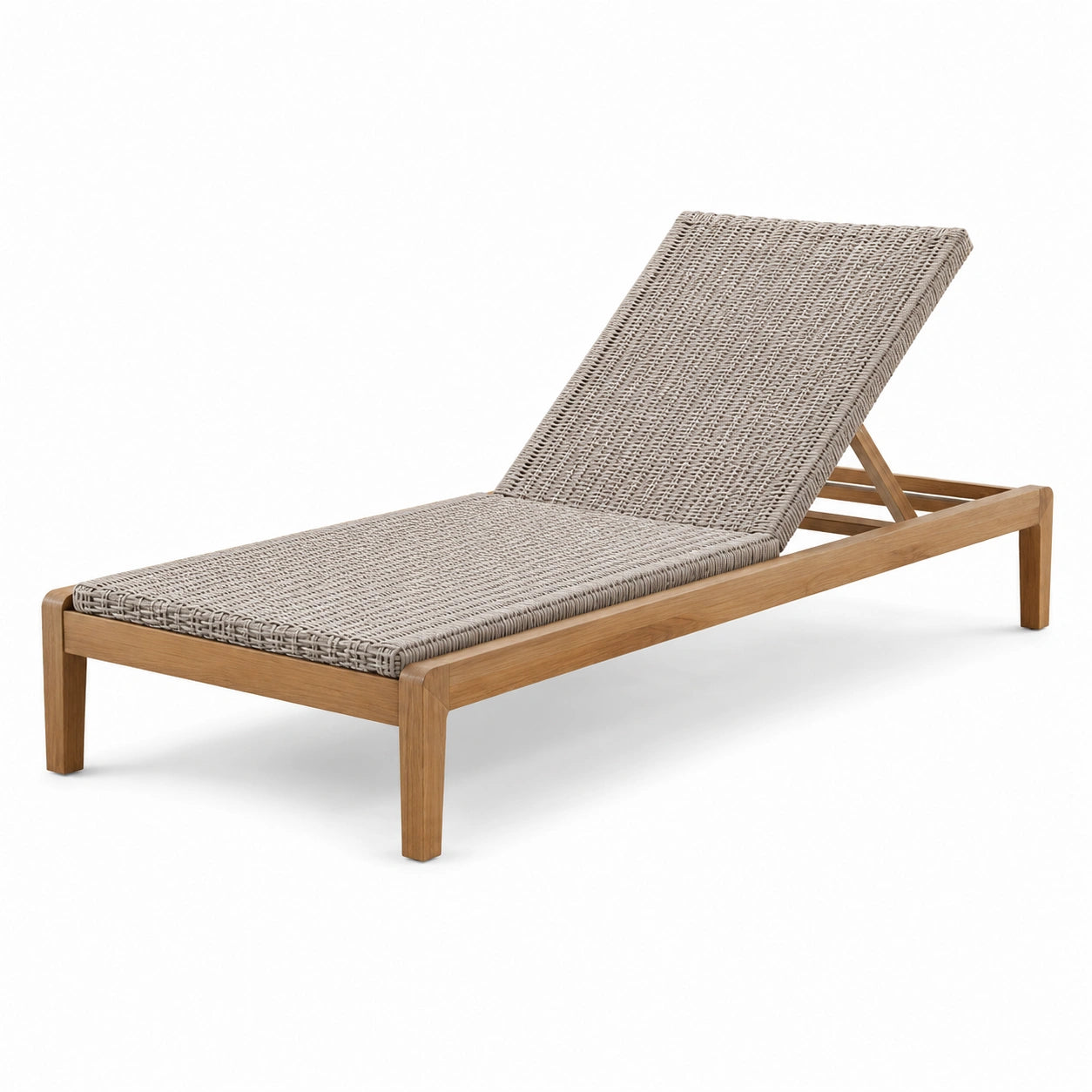 Lettino prendisole in legno e polyrattan grigio 200x70x30 cm