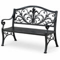 Panchina da giardino in ferro battuto nero 125x51x78 cm