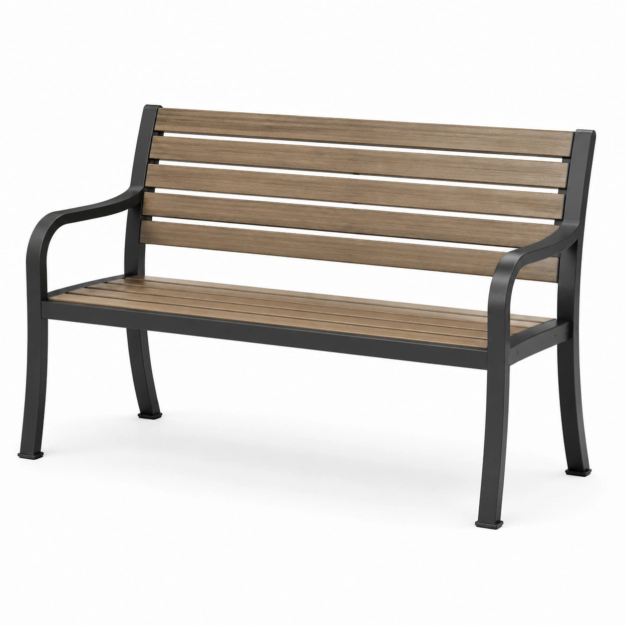 Panchina da giardino in legno e metallo nero